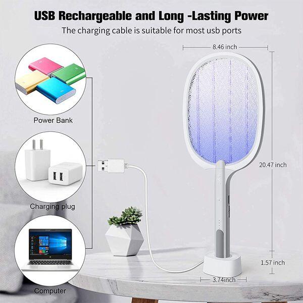 Matamoscas eléctrico recargable 2 en 1