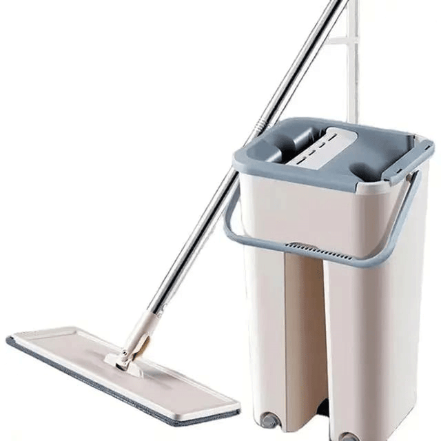 Fregona con cubo autoescurrible 3 trapos