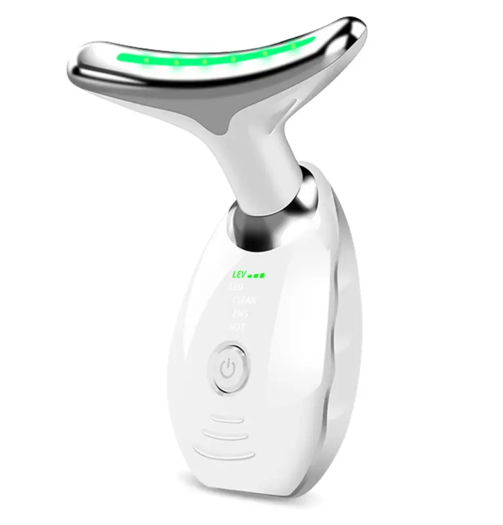 Masajeador facial y cuello LED en casa
