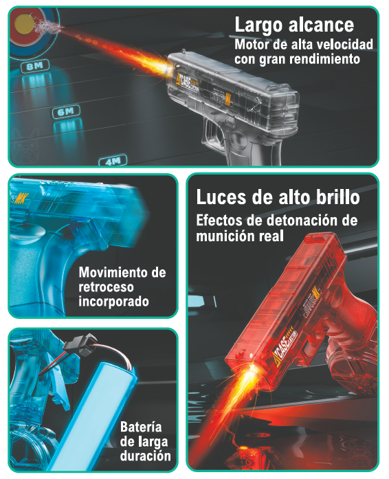 Pistola de agua con batería recargable