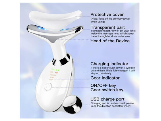 Masajeador facial EMS con LED 3 en 1