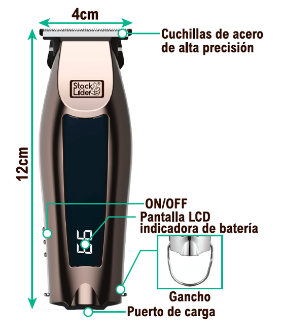 Máquina cortapelo recargable LCD