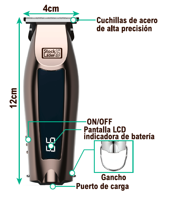 Máquina cortapelo recargable LCD