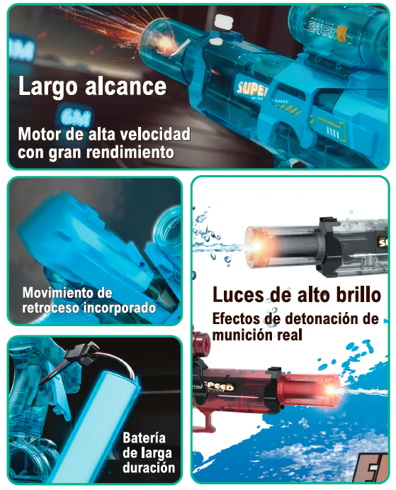 Pistola de agua con batería recargable