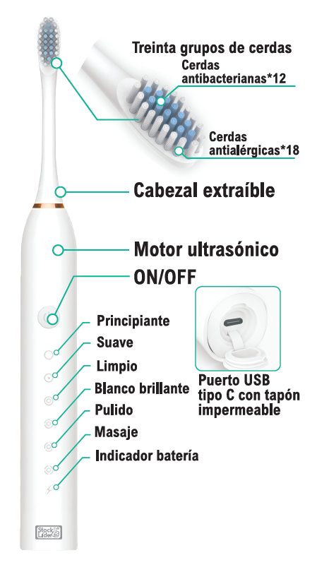 Cepillo de dientes sónico recargable