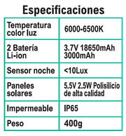 Farola solar 120 LED COB con sensor