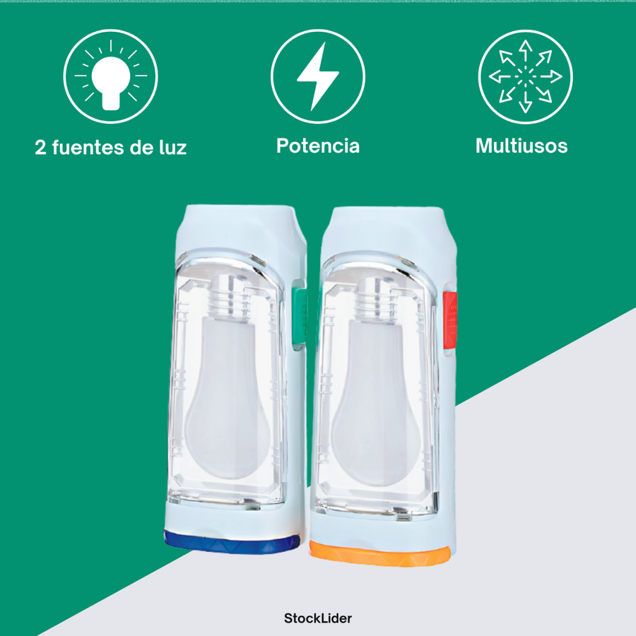Linterna LED doble 5W 300lm portátil