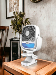 Ventilador humidificador con pinza portátil