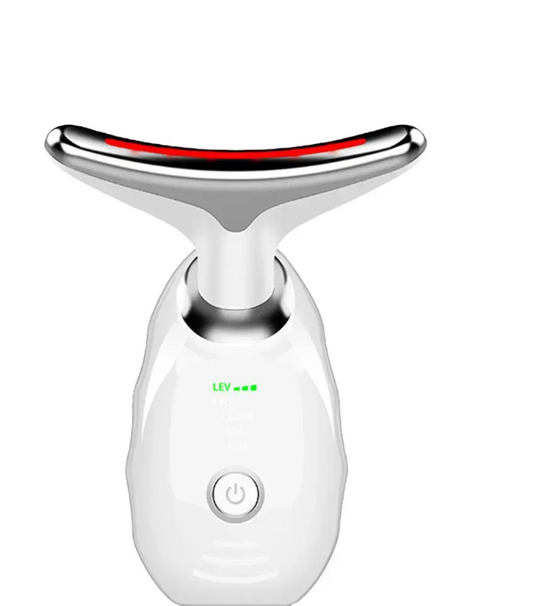 Masajeador facial y cuello LED en casa