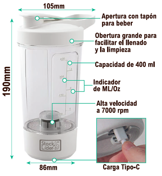 Vaso mezclador recargable portátil