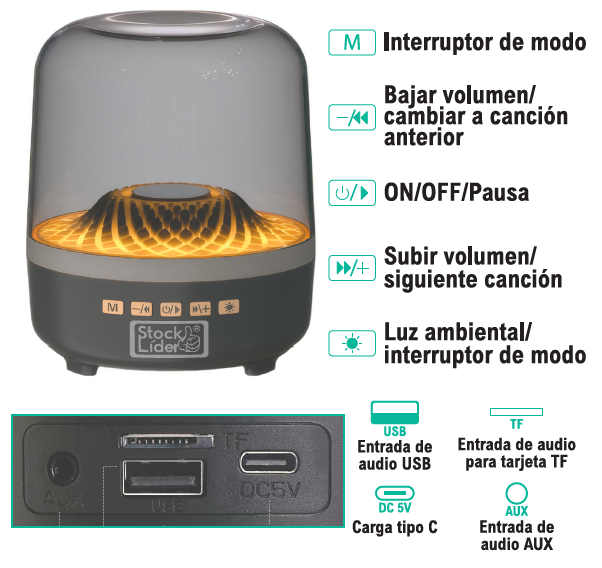 Altavoz RGB Bluetooth con luces LED