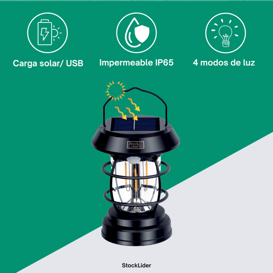 Lámpara solar de camping con sensor