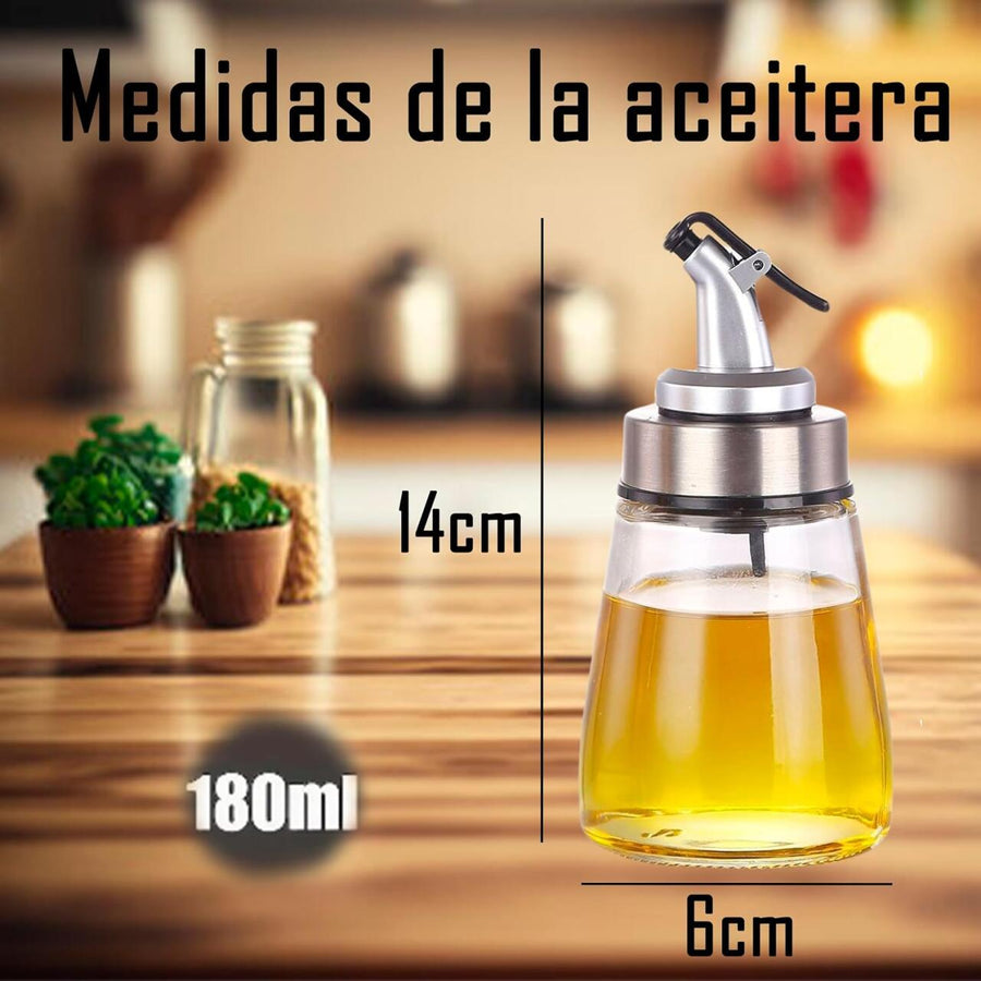 Dispensador de aceite antigoteo de vidrio