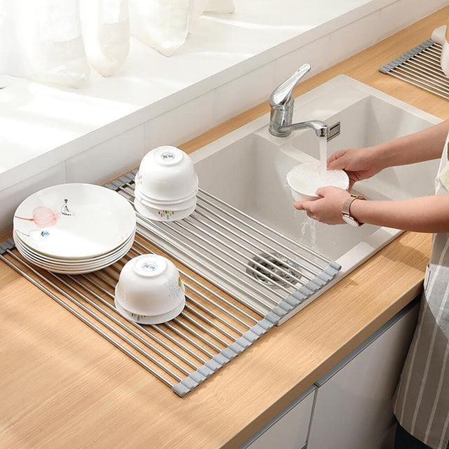 Escurridor de platos plegable acero inox
