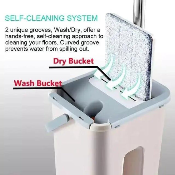Fregona con cubo autoescurrible 3 trapos