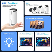 Proyector portátil HD con WiFi y Bluetooth
