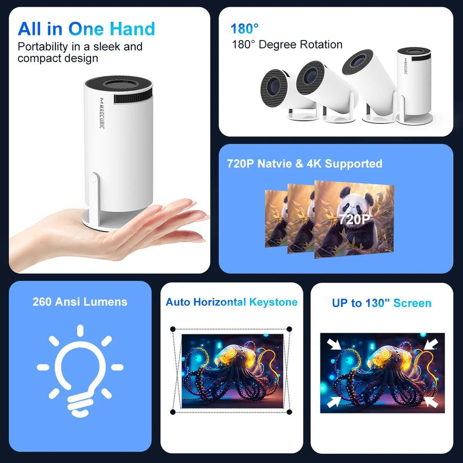 Proyector portátil HD con WiFi y Bluetooth