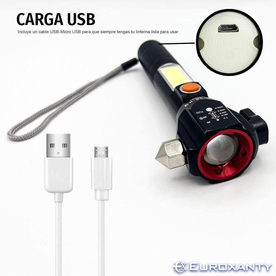 Linterna táctica LED recargable USB