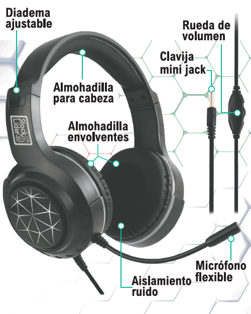 Auriculares gaming con micrófono 3,5 mm