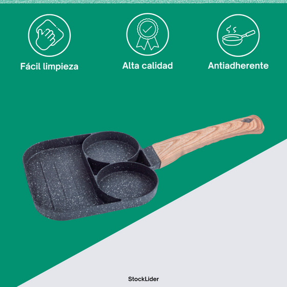 Sartén de 3 compartimentos antiadherente