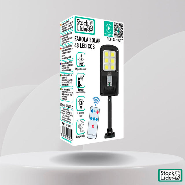 Farola solar 48 LED COB con sensor PIR