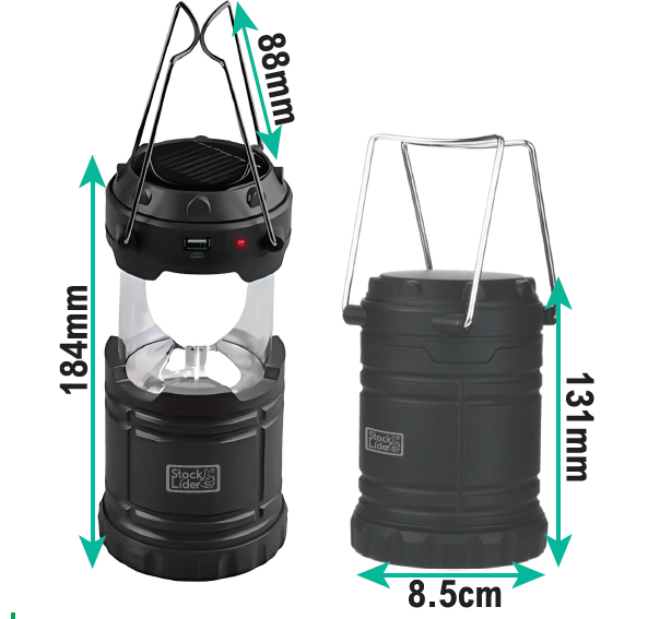 Lámpara camping solar y pilas plegable